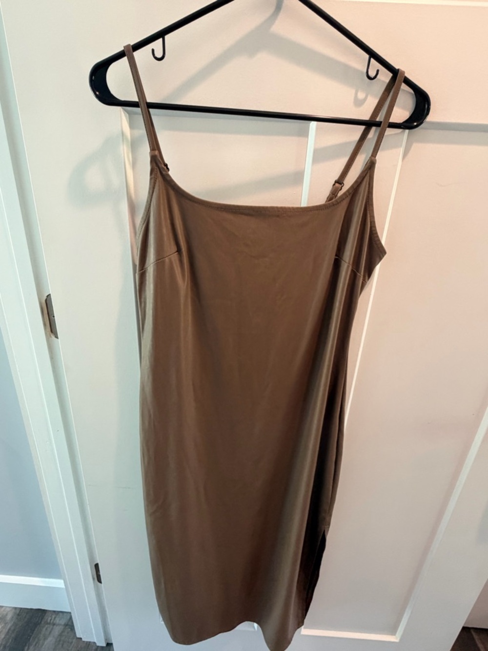 Wild Fable Faux Leather Slip Dress Brown Midi Spaghetti Strap Medium